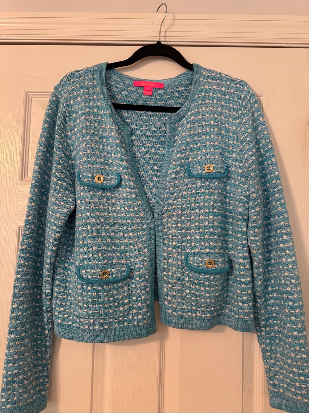 Blue Tweed Knit Lady Jacket/cardigan